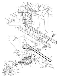 Transmission Diagram and Parts List for 40508X92G 2003 Briggs and Stratton Lawn Tractor